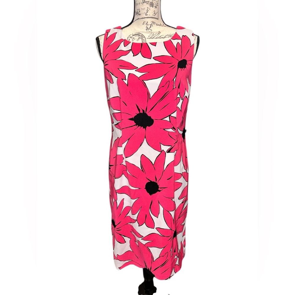 Ronni Nicole Pink and Black Floral Midi Dress